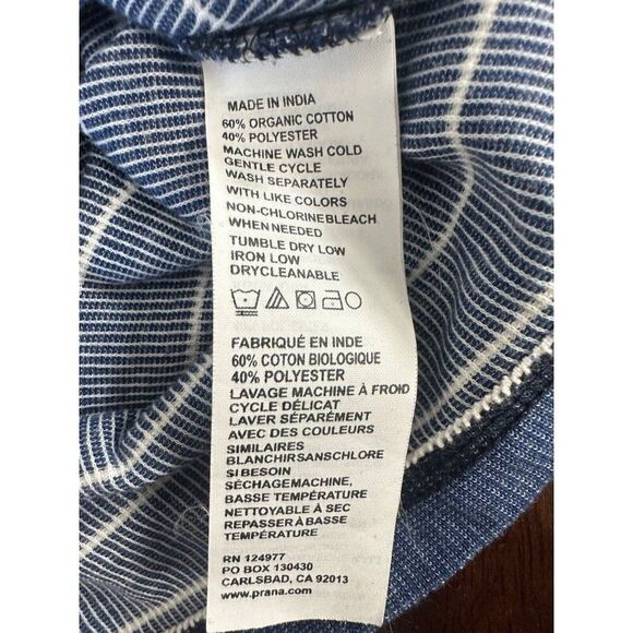 Prana Pullover Long Sleeve Shirt Blue Striped Men's Medium - Picture 3 of 7